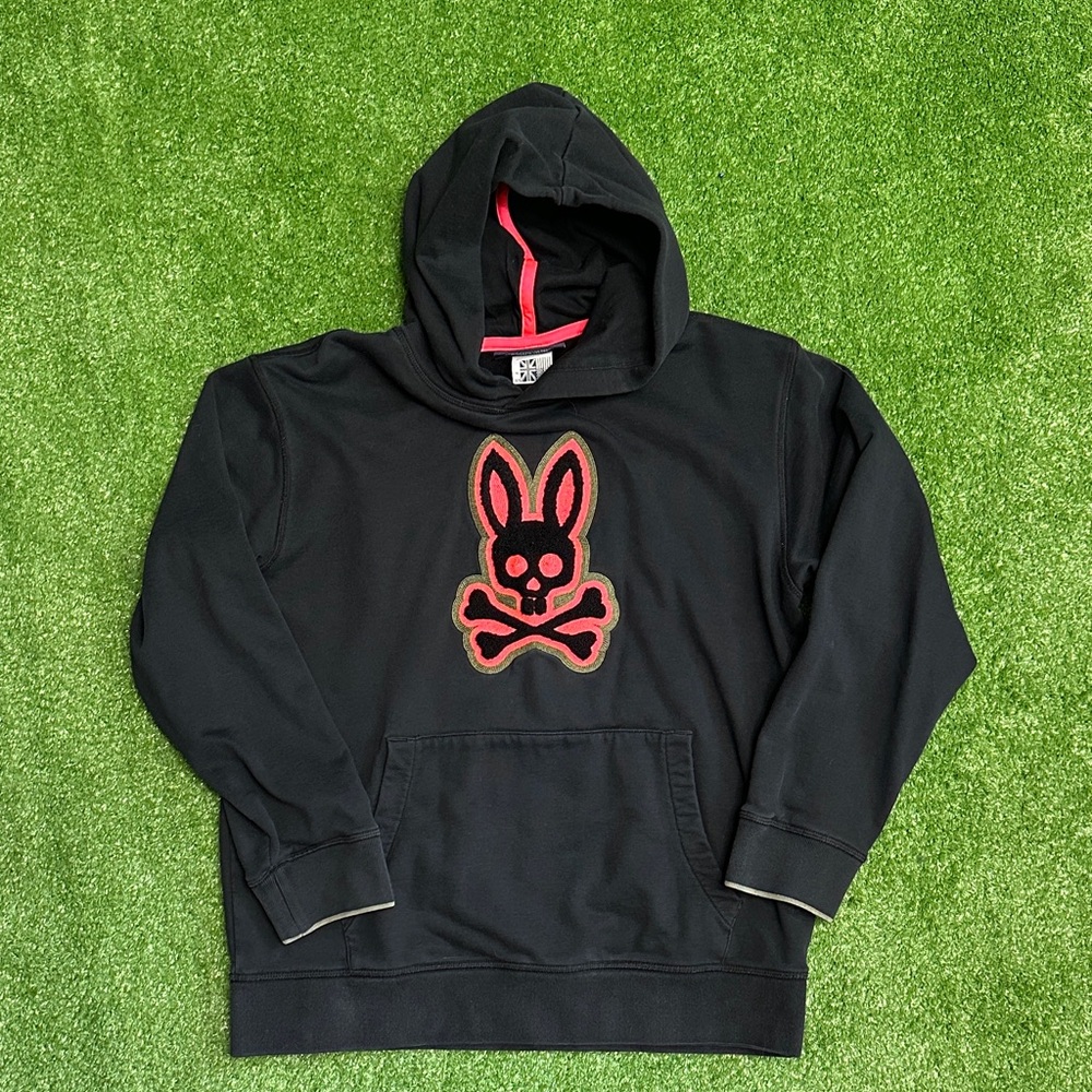 Psycho Bunny Black Hoodie with Pink Logo